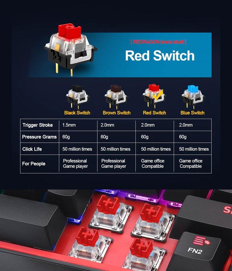 Redragon FIZZ Pro K616 RGB Mode Mechanical Gaming Keyboard