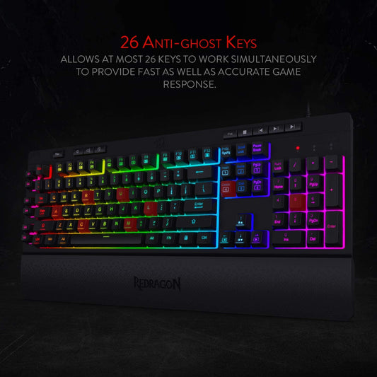 Redragon K512 Shiva RGB Backlit Membrane Gaming Keyboard with Multimedia Keys