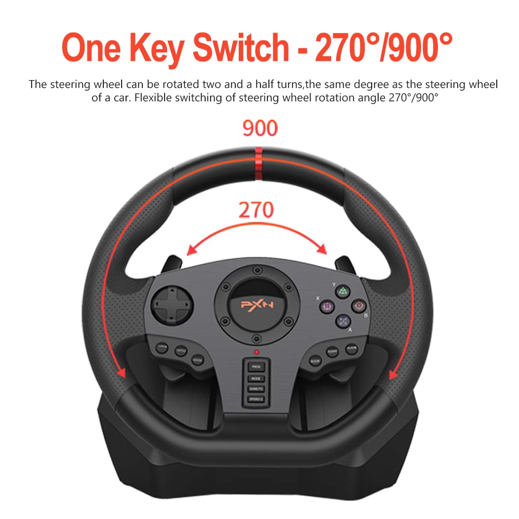 PXN V900 Gaming Steering Wheel - With Pedals and Joystick