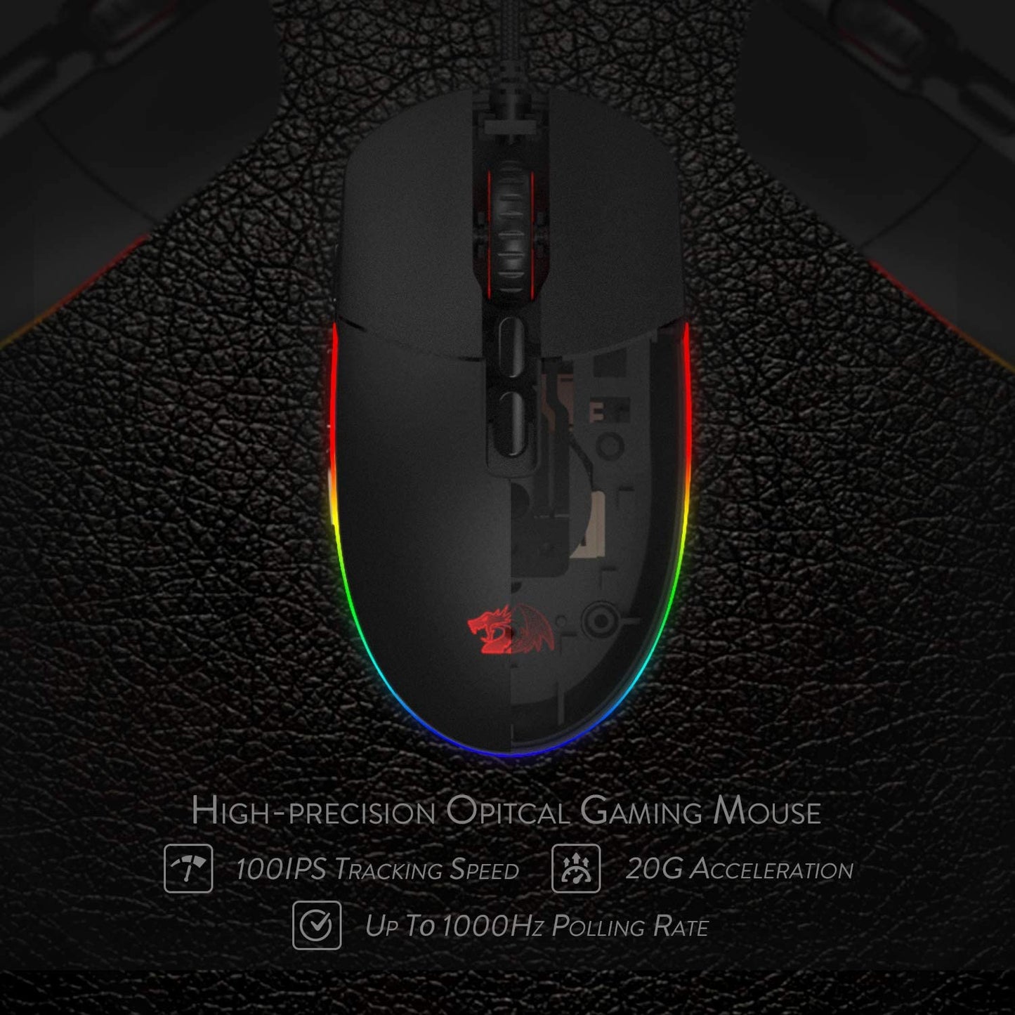Redragon M719 Invader Wired Optical Gaming Mouse 10,000 DPI