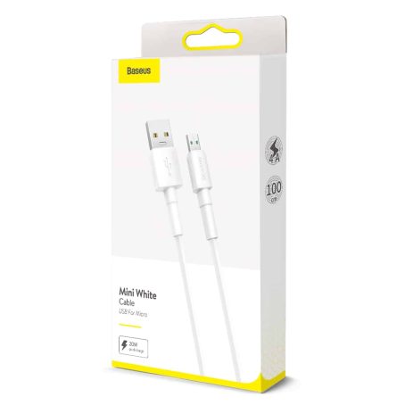 Baseus Mini White Cable USB For Micro USB 2.4A White - GameStop Pakistan