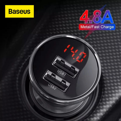 Baseus Digital Display Dual USB 4.8A Car Charger 24W