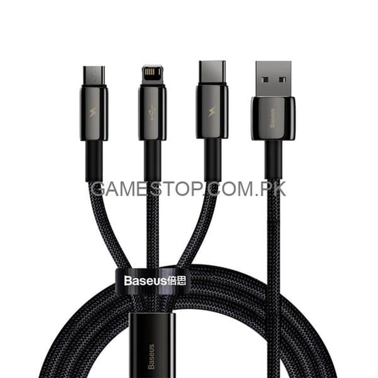 Baseus Tungsten Gold One-for-three Fast Charging Data Cable USB to M+L+C 3.5A ( 1.5M )